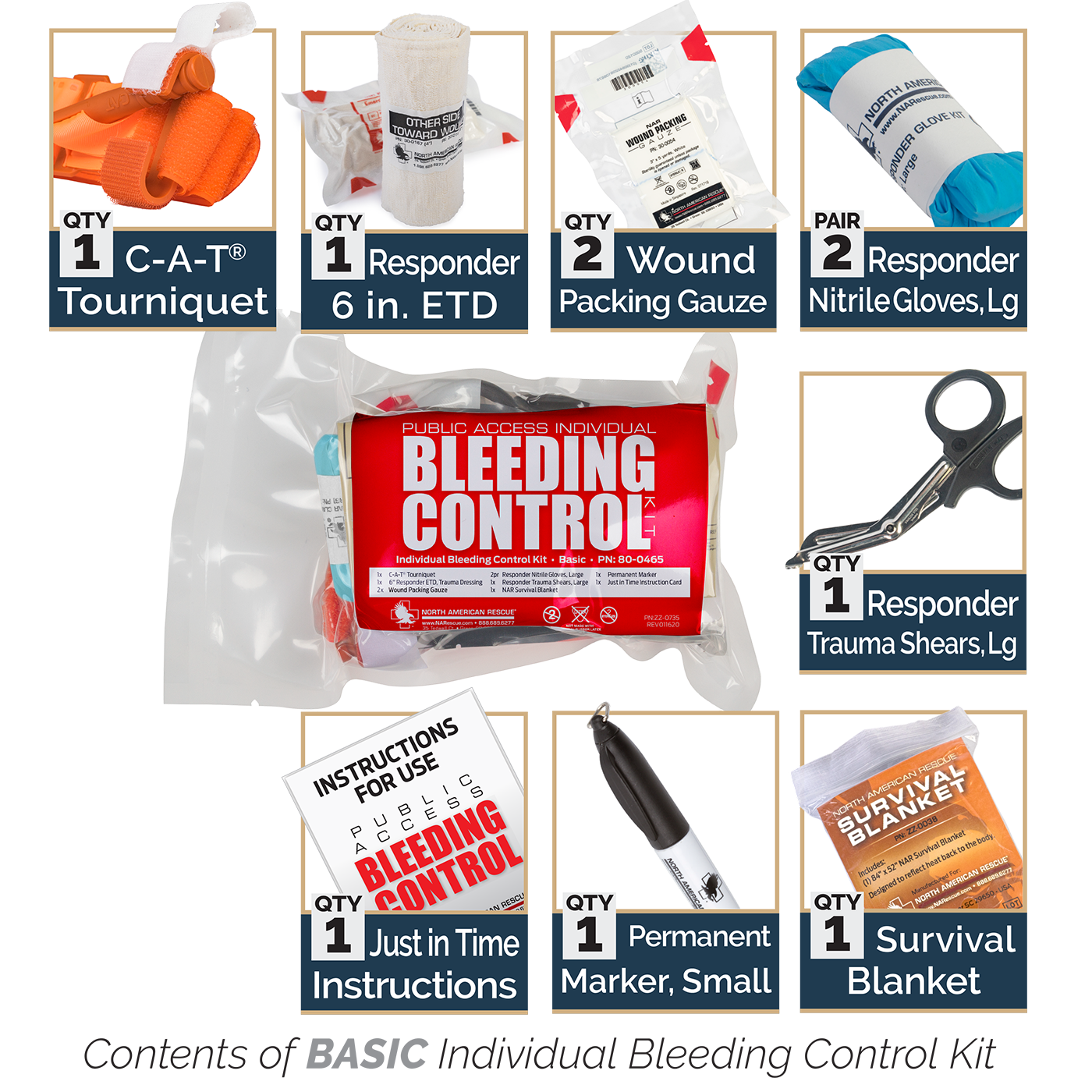 Public Access Bleeding Control Station – 6-Pack Vacuum Sealed
