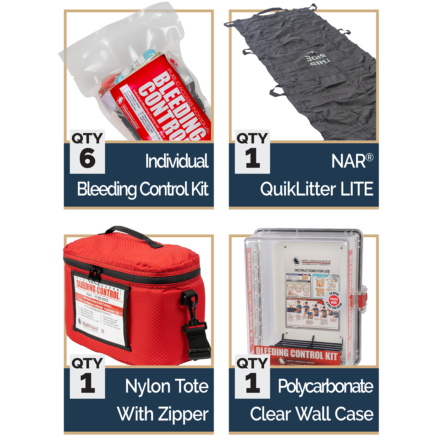 Public Access Bleeding Control Station – 6-Pack Vacuum Sealed