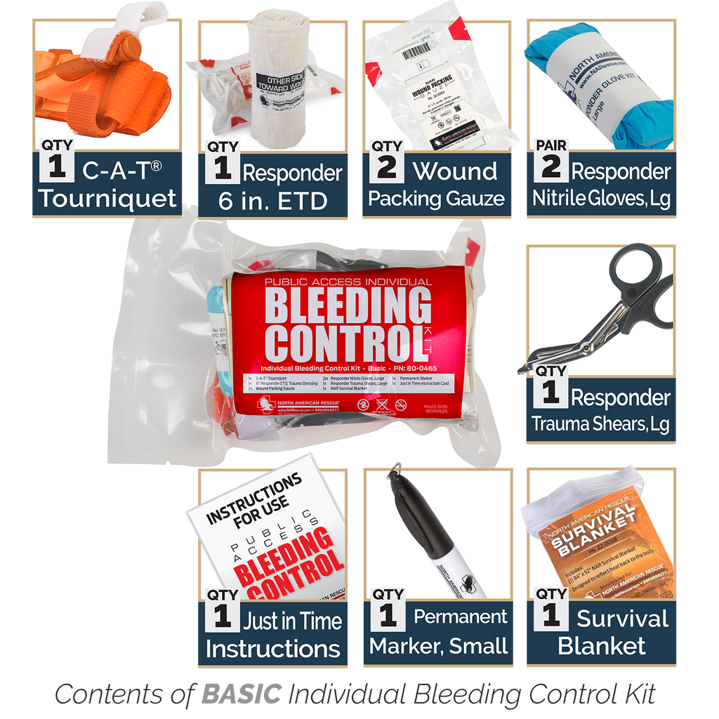 Public Access Bleeding Control Station – 6-Pack Vacuum Sealed