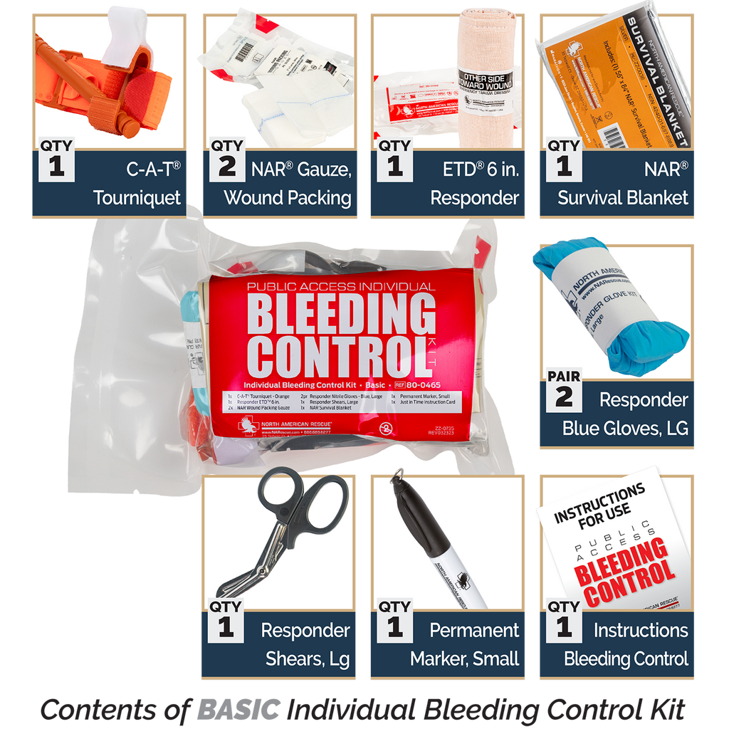 Public Access Individual Bleeding Control Kit - Vacuum Sealed