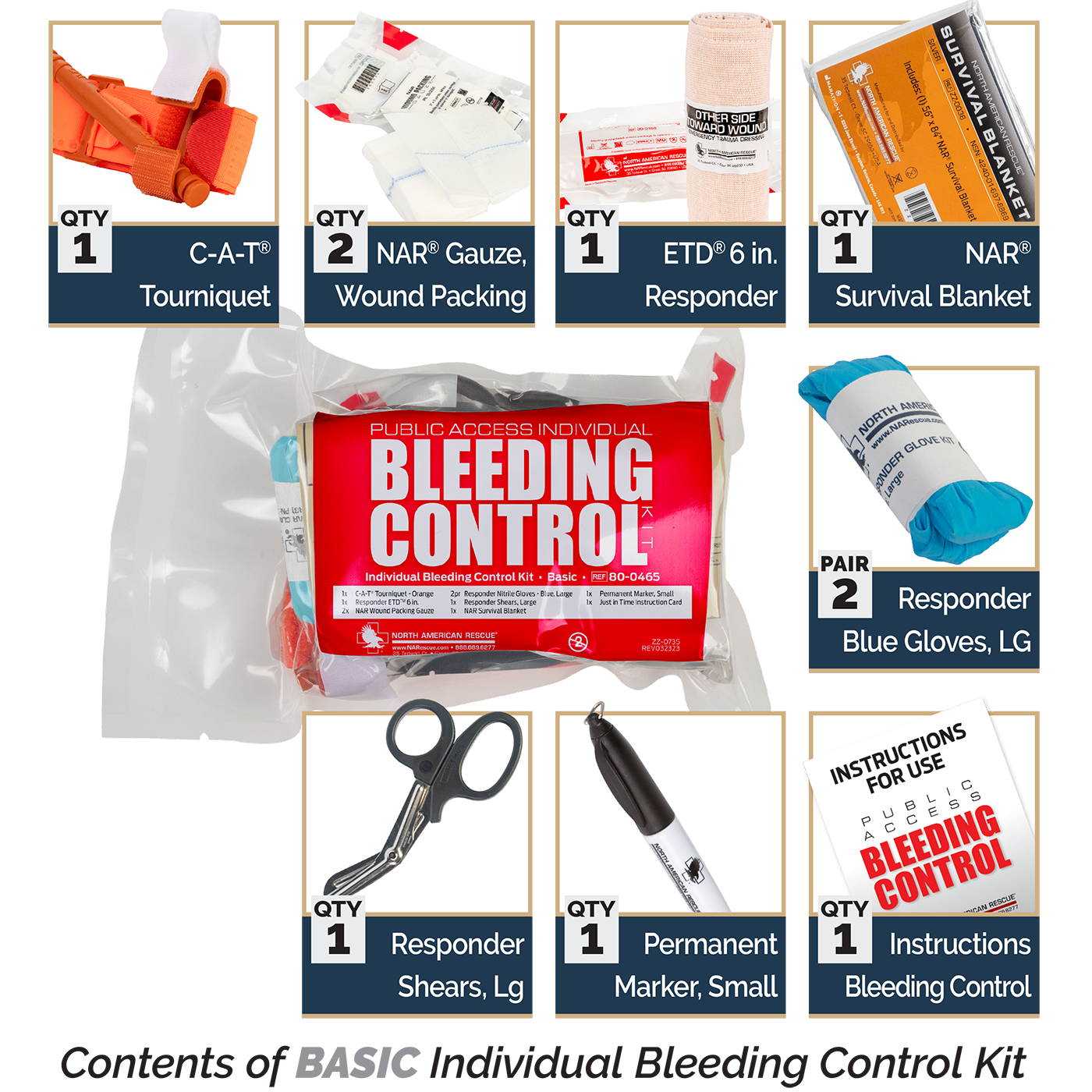 Public Access Individual Bleeding Control Kit - Vacuum Sealed