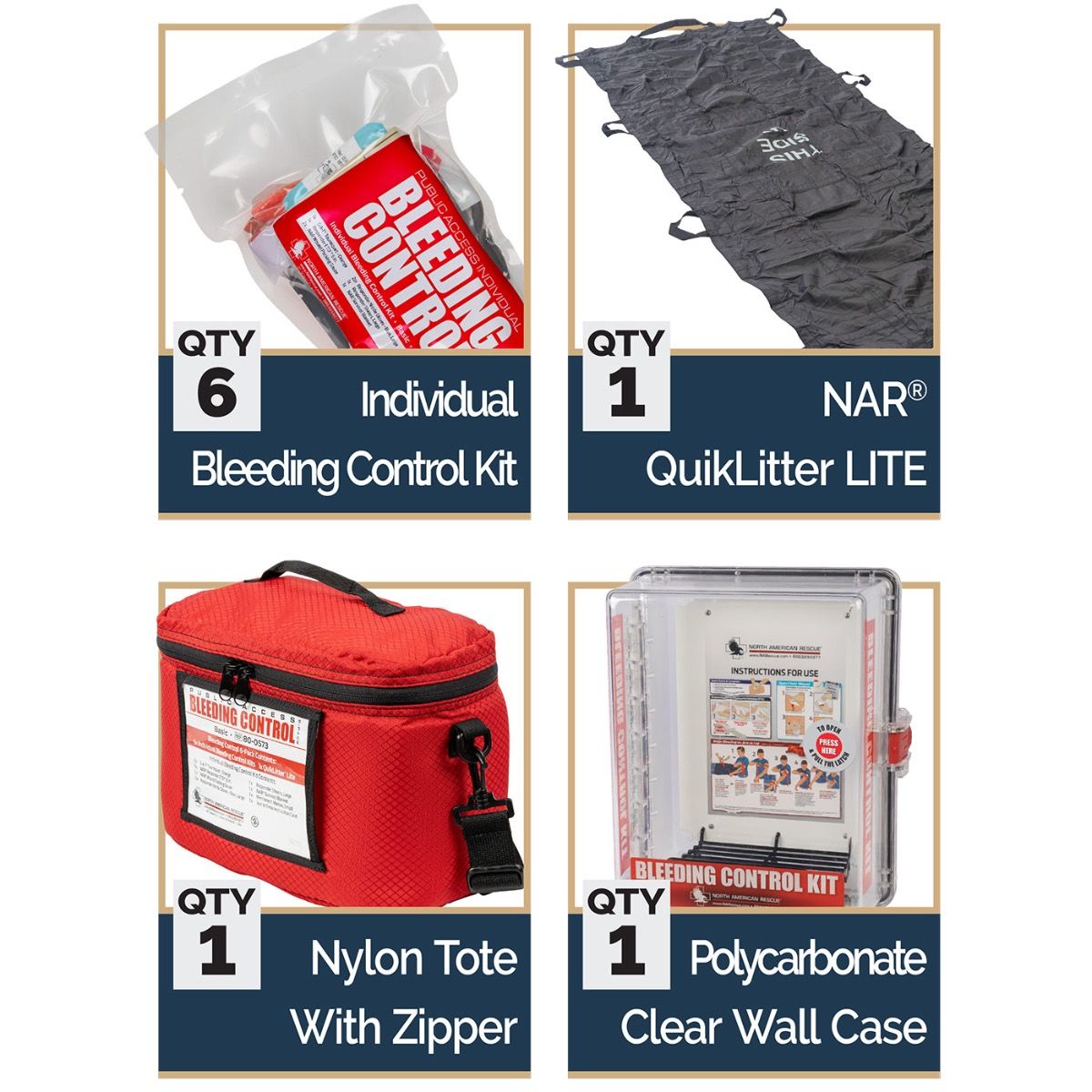 Public Access Bleeding Control Station – 6-Pack Vacuum Sealed