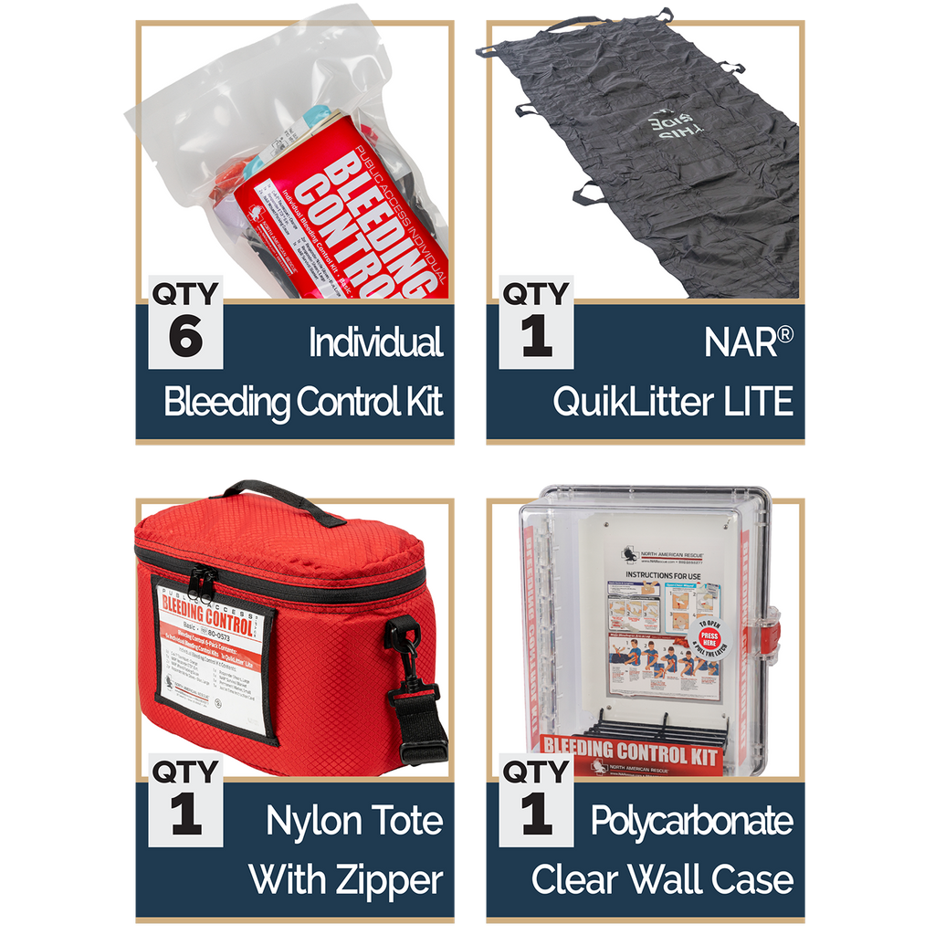 Public Access Bleeding Control Station – 6-Pack Vacuum Sealed