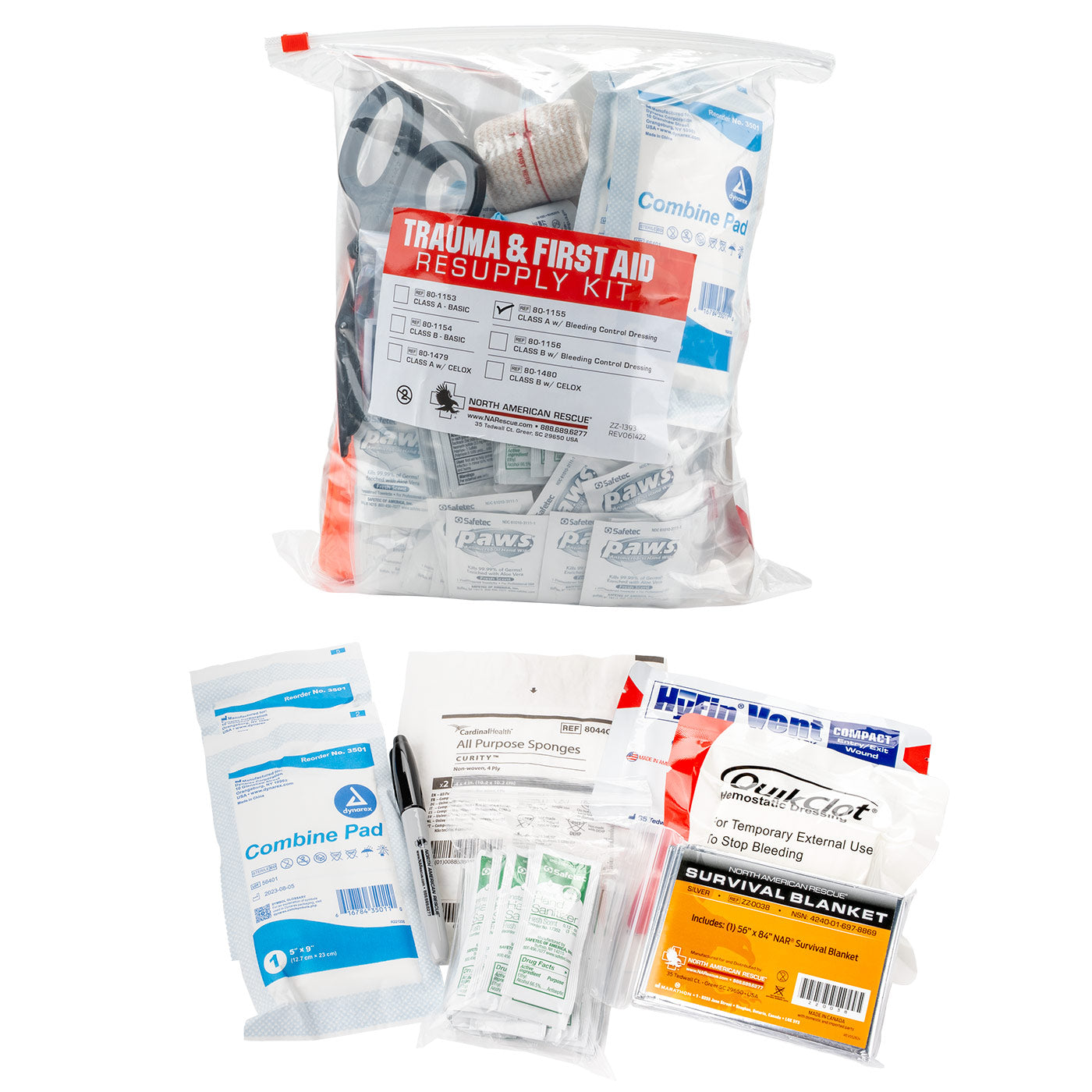Trauma and First Aid Resupply Kit – Class A with Bleeding Control